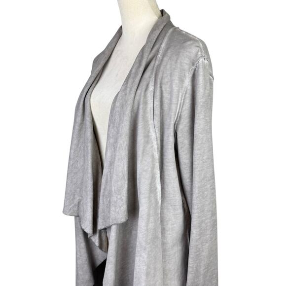 Vocal Taupe Vintage Wash Long Sleeve Draped Open Cardigan Layering Sweater - Picture 5 of 11